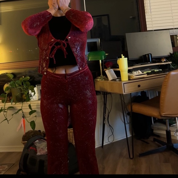 Betsey Johnston Red Snake Print Two-Piece Set - Picture 3 of 3